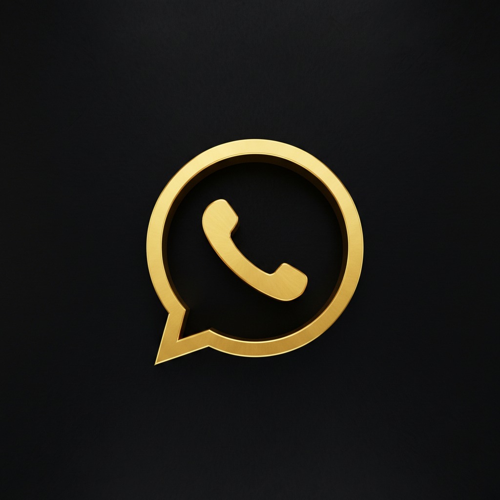 Símbolo whatsapp em dourado com fundo preto